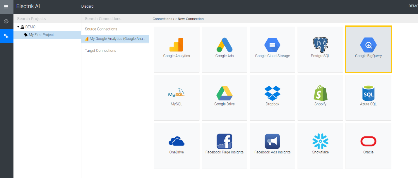 Create BigQuery connection-Electrik.ai