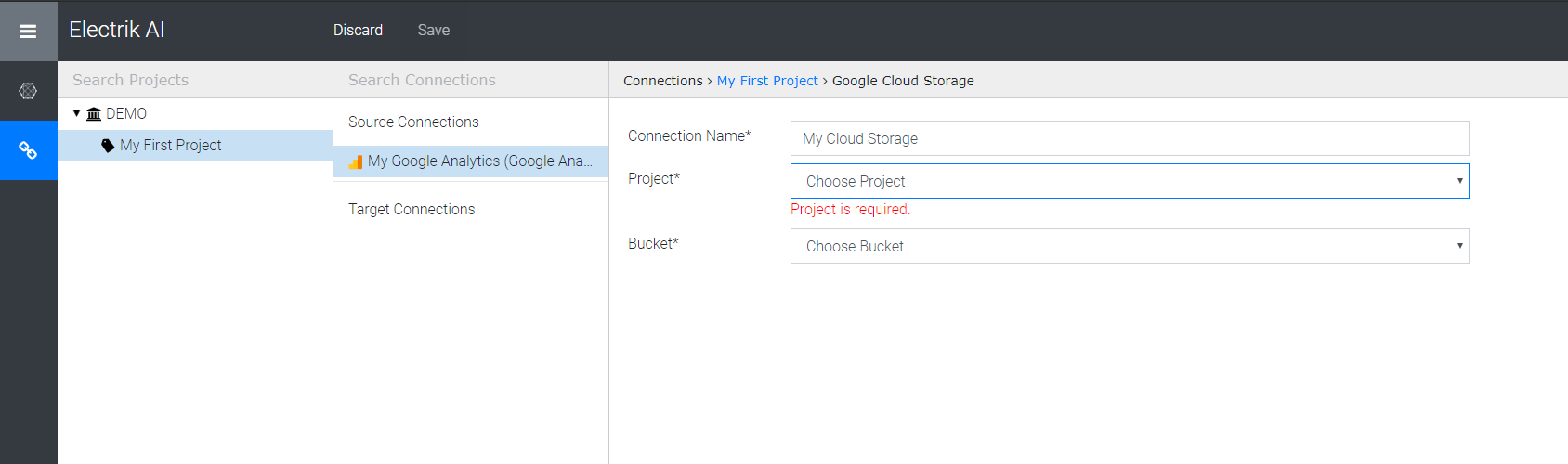 Google cloud storage project and bucket-Electrik.ai