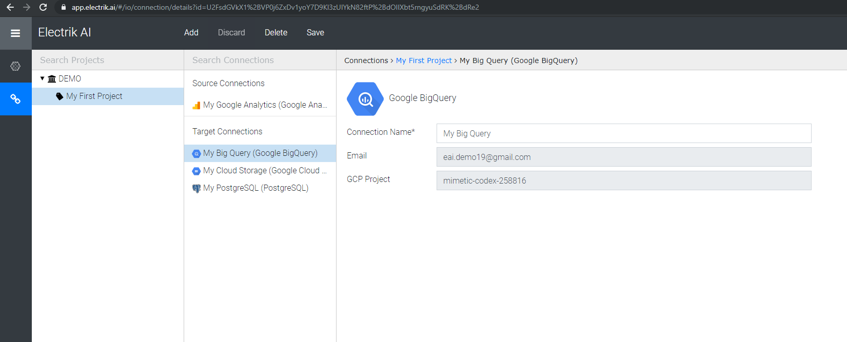 Successfully created BigQuery connections-Electrik.ai