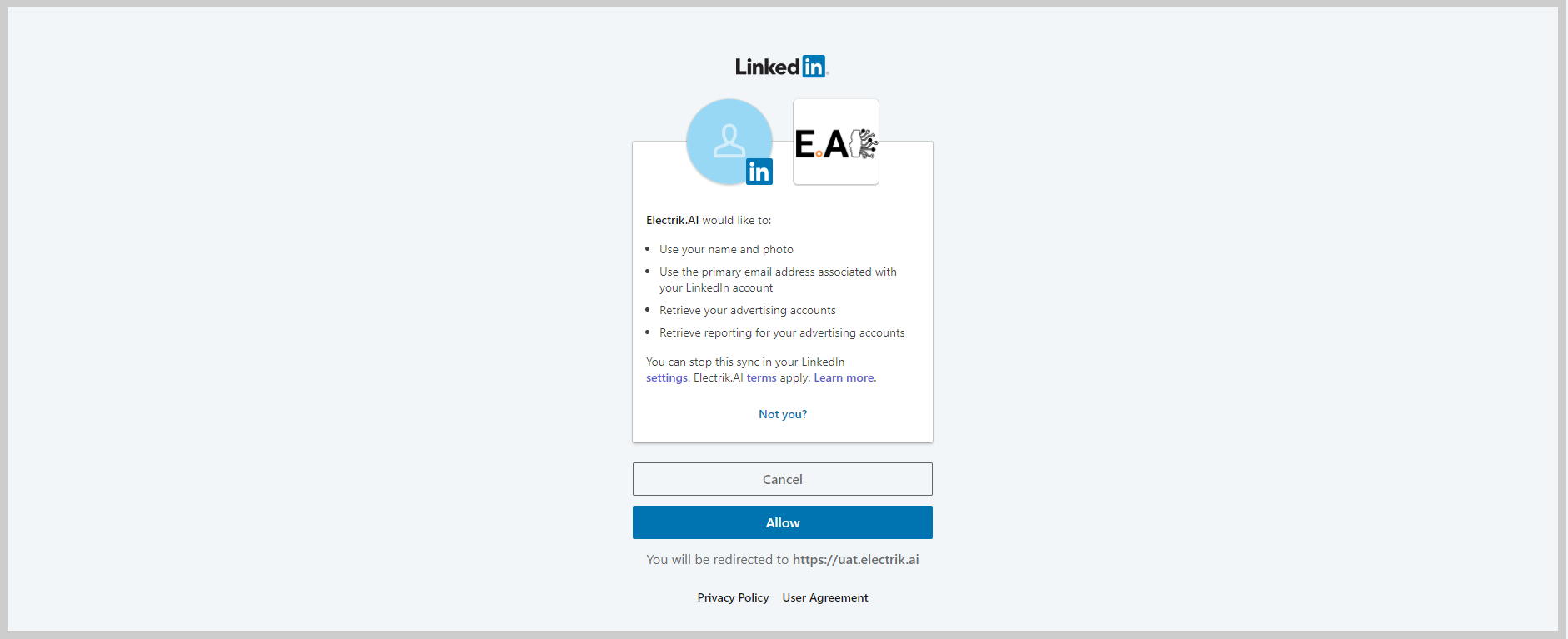 Step 7 Allow Electrik.AI to access your LinkedIn Ads account-ElectrikAI