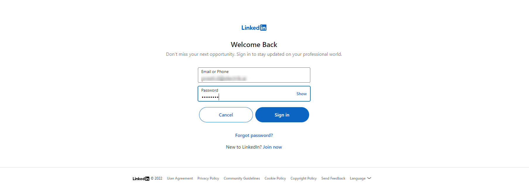 Step 6 Enter your LinkedIn Ads User Id and Password.