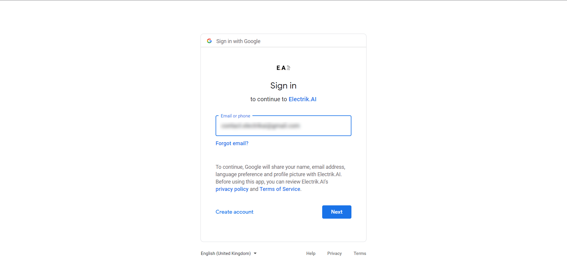 Conn Step 6 Enter your Google Search Console User Id and Password ElectrikAI