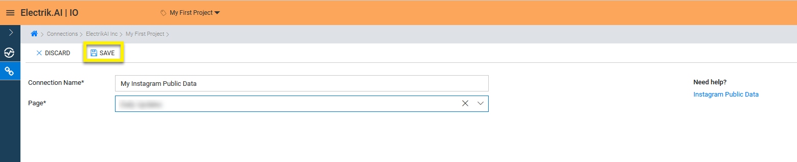 Conn Step 9 Click on Save button on the top ElectrikAI