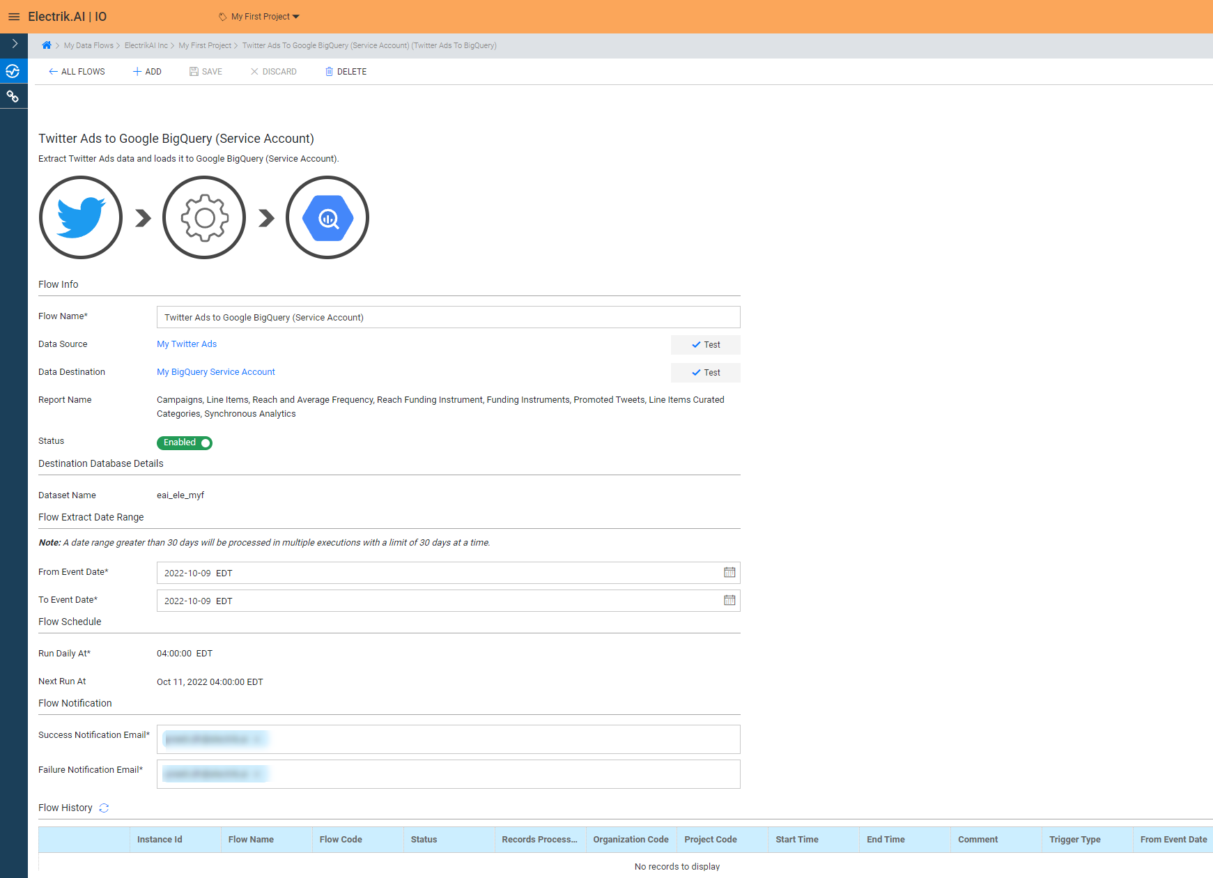 You have now successfully setup Twitter Ads to BigQuery Data Warehouse flow - ElectrikAI