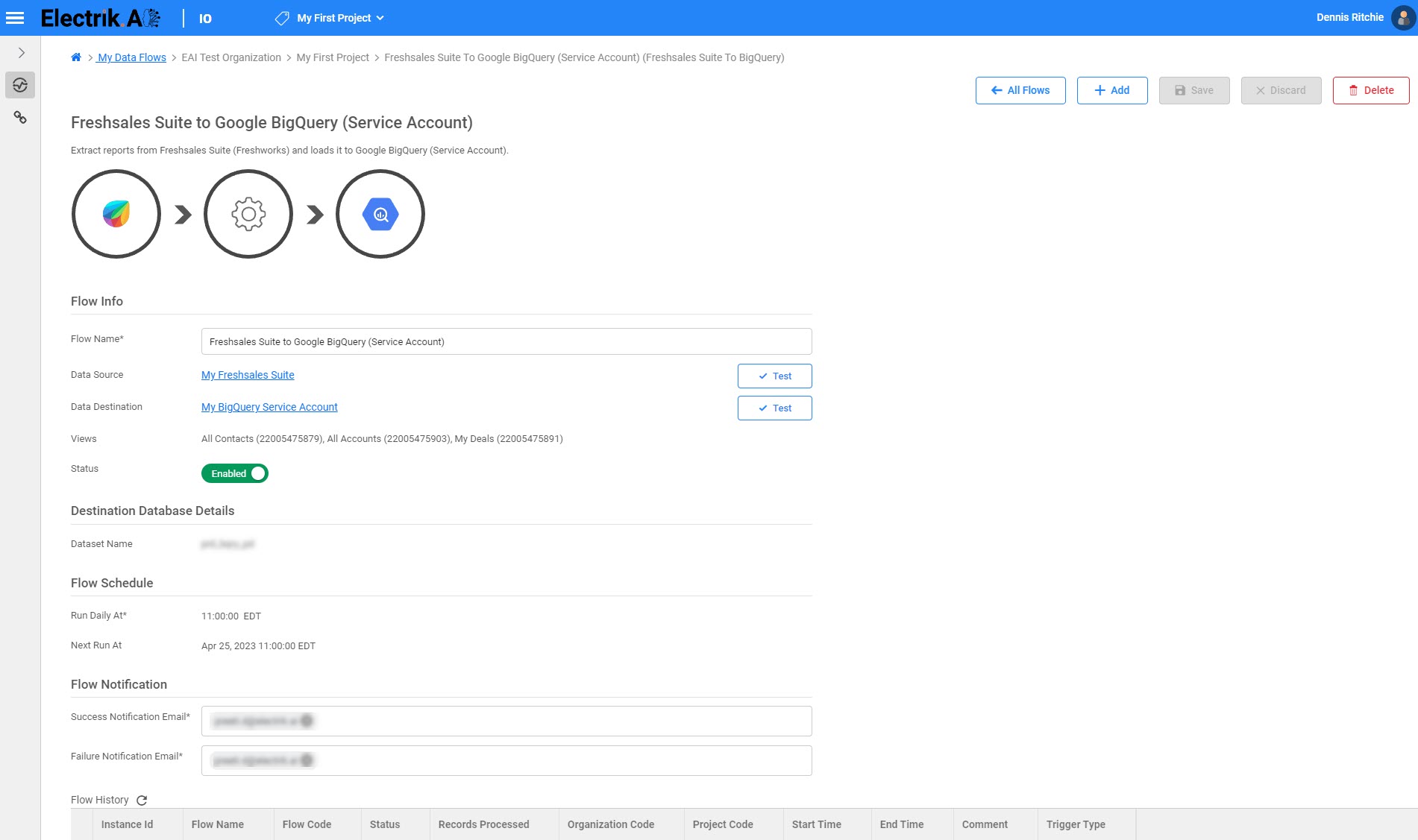 You have now successfully setup Freshsales Suite (Freshworks) to BigQuery Data Warehouse flow in ElectrikAI