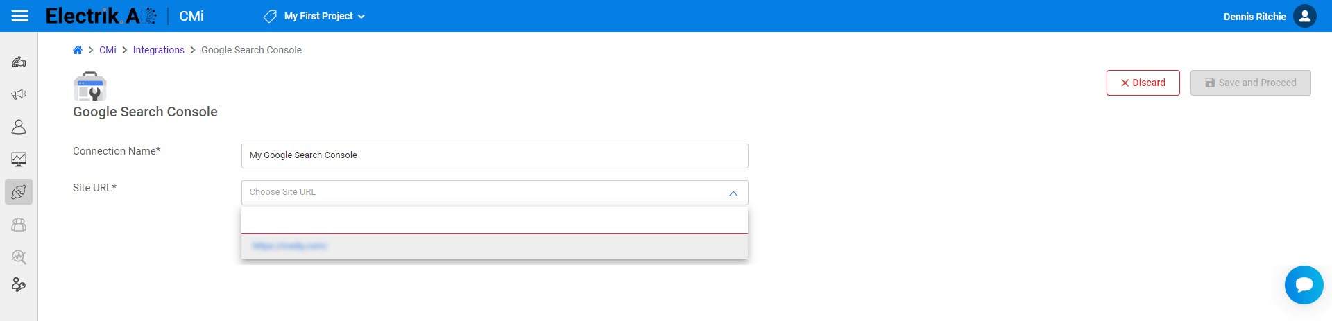 Choose your Site URL for which you want to get insights - ElectrikAI