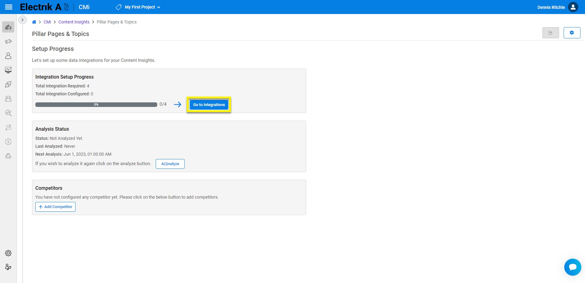 Click on the Go to Integration - ElectrikAI