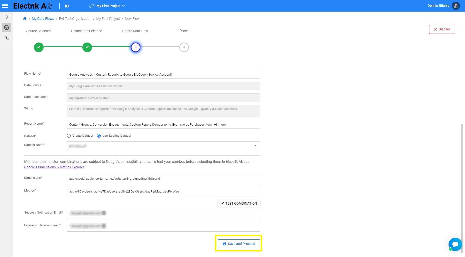 Flow Step 10 Google Analytics 4 Custom Report - ElectrikAI