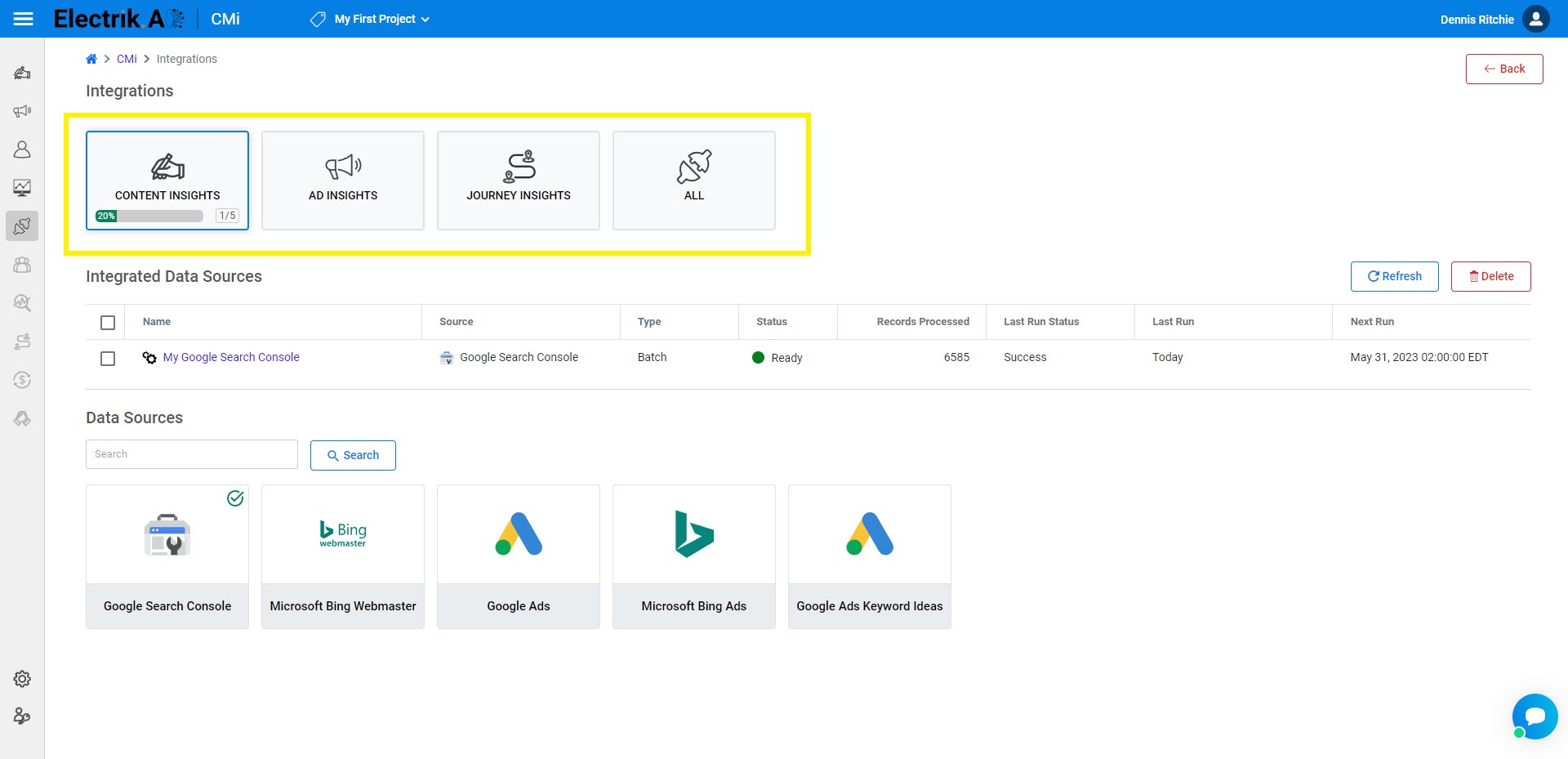 Step 3 Choose the Integration category - ElectrikAI