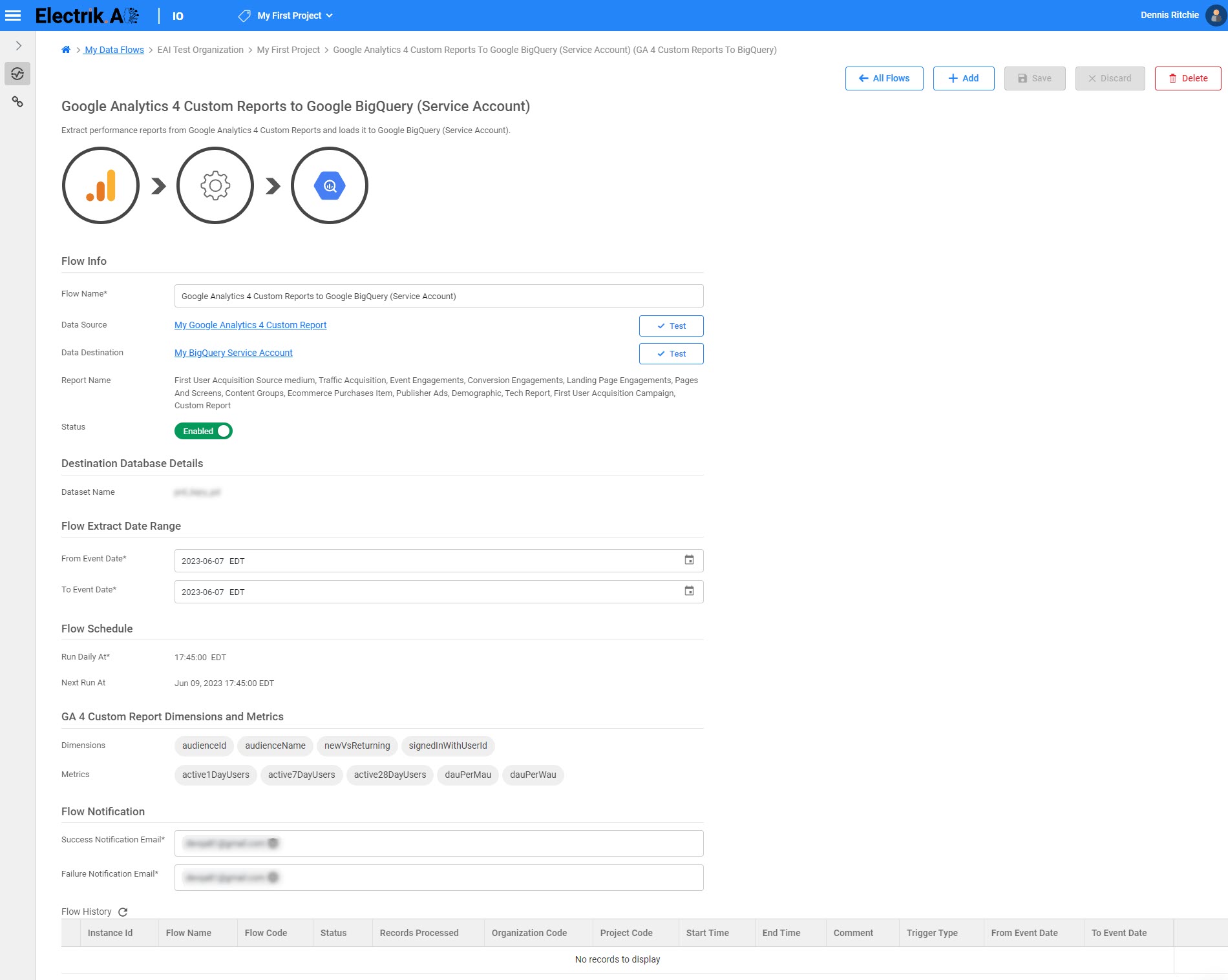 You have now successfully setup Google Analytics 4 Custom Report to BigQuery flow - ElectrikAI